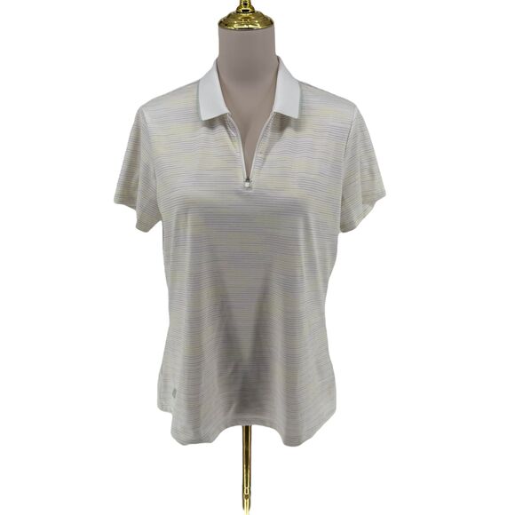 Adidas Golf Polo Shirt Women's Large White Yellow Short Sleeve Novelty HS6663 - Picture 9 of 16